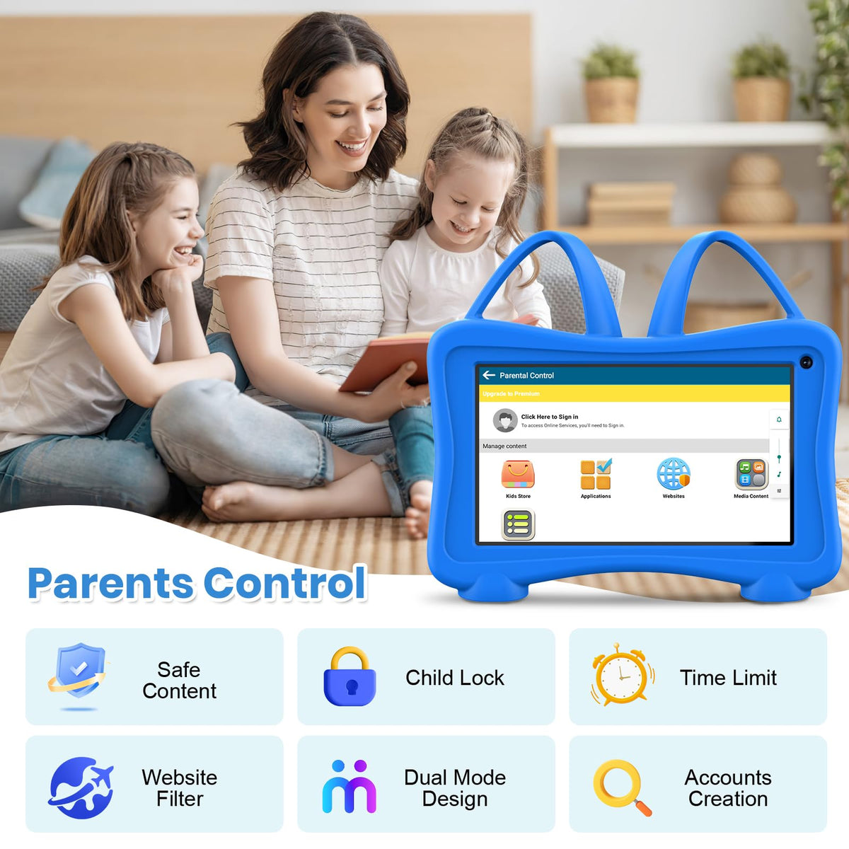 Trayoo tablet showing preloaded educational apps for offline learning.