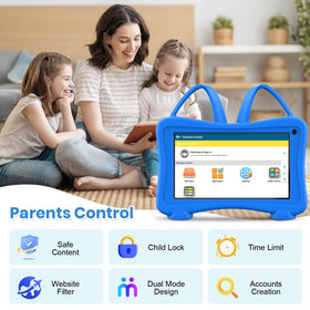 Trayoo tablet showing preloaded educational apps for offline learning.