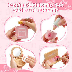 Treasdamic wooden makeup set powder compact with child-safe finishes