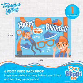 Treasures Gifted Blippi backdrop happy birthday sign creates festive photo moments
