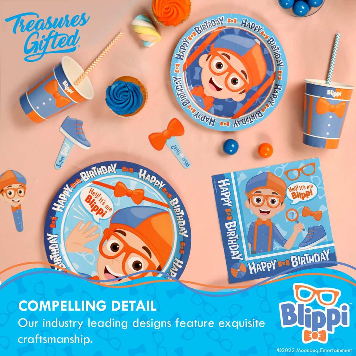 Treasures Gifted Blippi backdrop banner elevates party photos with a polished look