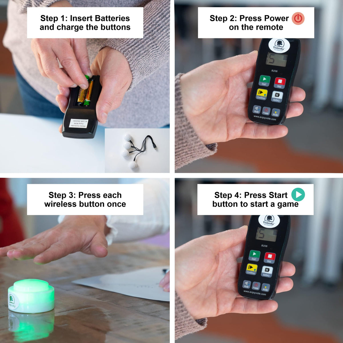 Trebisky remote control displays the winning buzzer in real time.