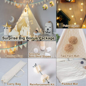 TreeBud Kids Teepee Tent interior showing soft fabric and cozy space.
