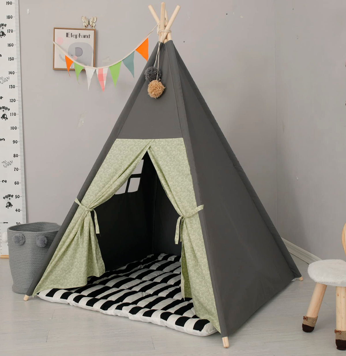TreeBud Teepee Tent suitable for indoor and outdoor play spaces