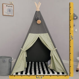 TreeBud Teepee Tent striped padded mat provides comfortable lounging and quiet reading