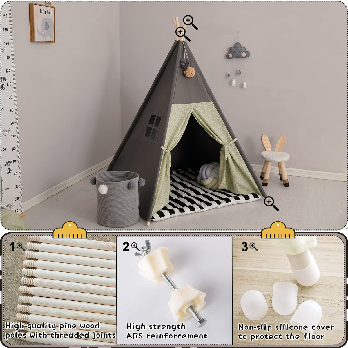 TreeBud Teepee Tent wooden poles offer sturdy setup with natural appeal