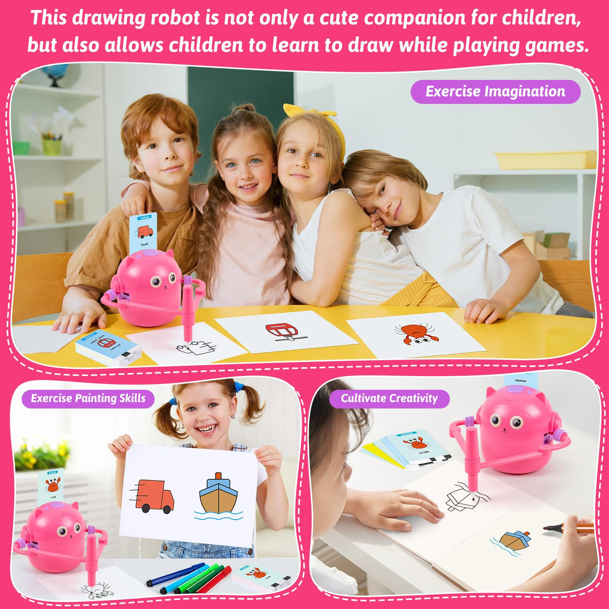 TREEFIA drawing robot includes 16 color pens for vibrant artwork sessions.