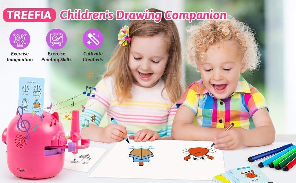 TREEFIA drawing robot fosters creativity and language through pictures.