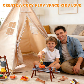 TreeStone Teepee Tent BBQ play set, sparks creative pretend meals.