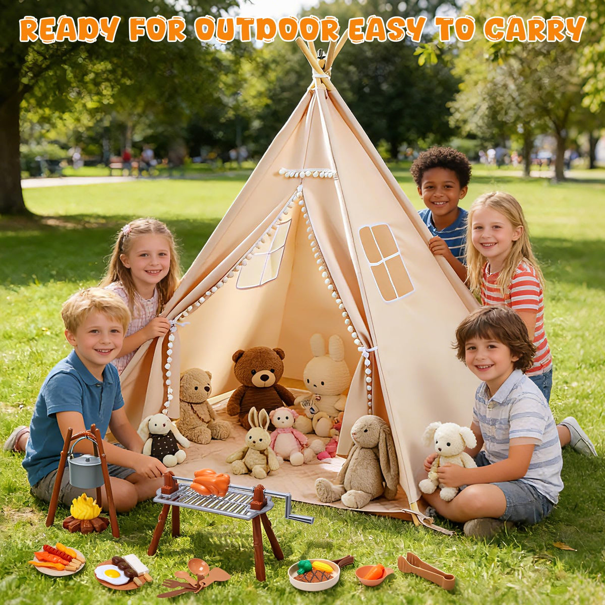 TreeStone Teepee Tent padded mat ensures comfy, safe floor time.