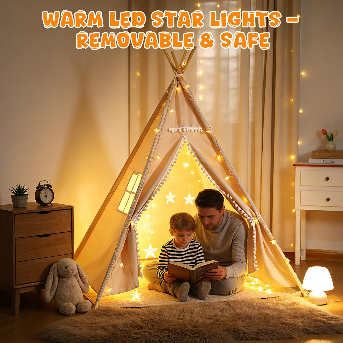 TreeStone Teepee Tent fabric wipes clean for busy families.