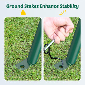 Trekassy metal A-frame with pre-drilled holes for quick setup.