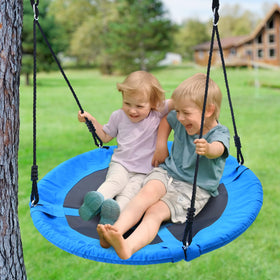 Trekassy 3-4 rider saucer swing in blue for family outdoor fun.