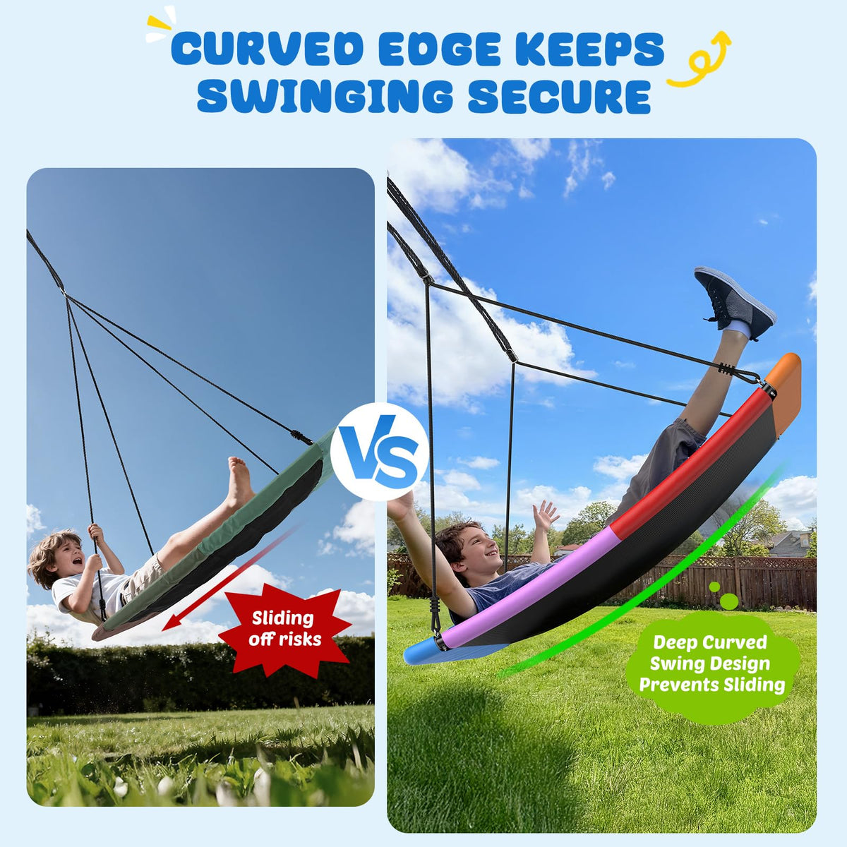 Trekassy large-seat swing with UV-resistant material for all-weather use.