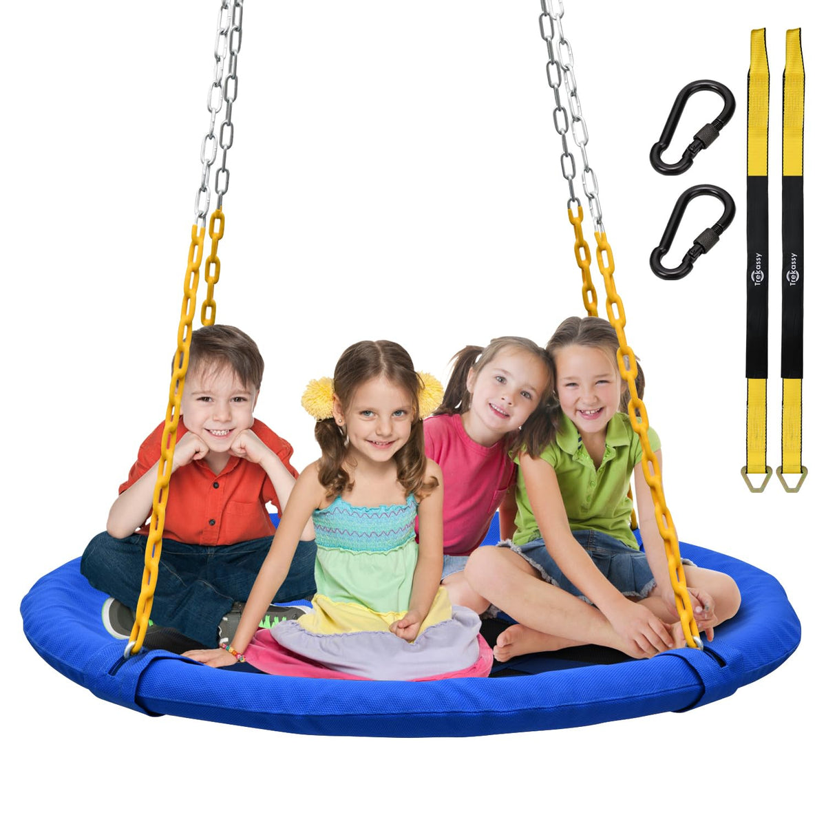 Trekassy round swing seat demonstrating durable outdoor fun for families