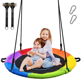 Trekassy saucer swing 40in rainbow frame supports kids and adults for outdoor fun.