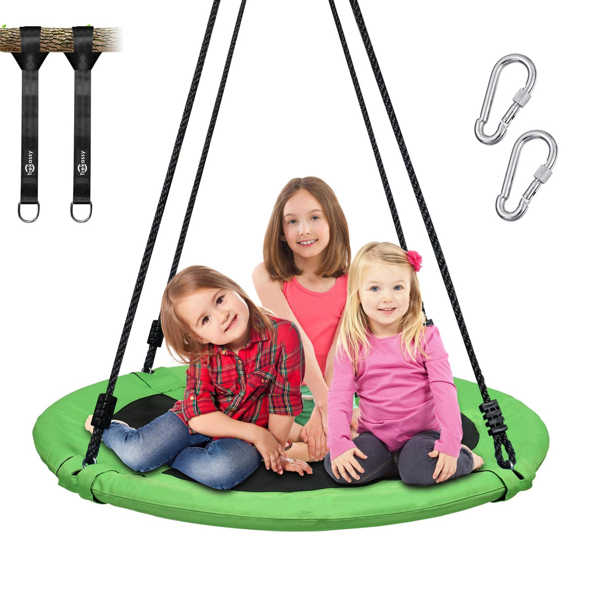 Trekassy 40 inch saucer swing with steel frame for sturdy backyard fun