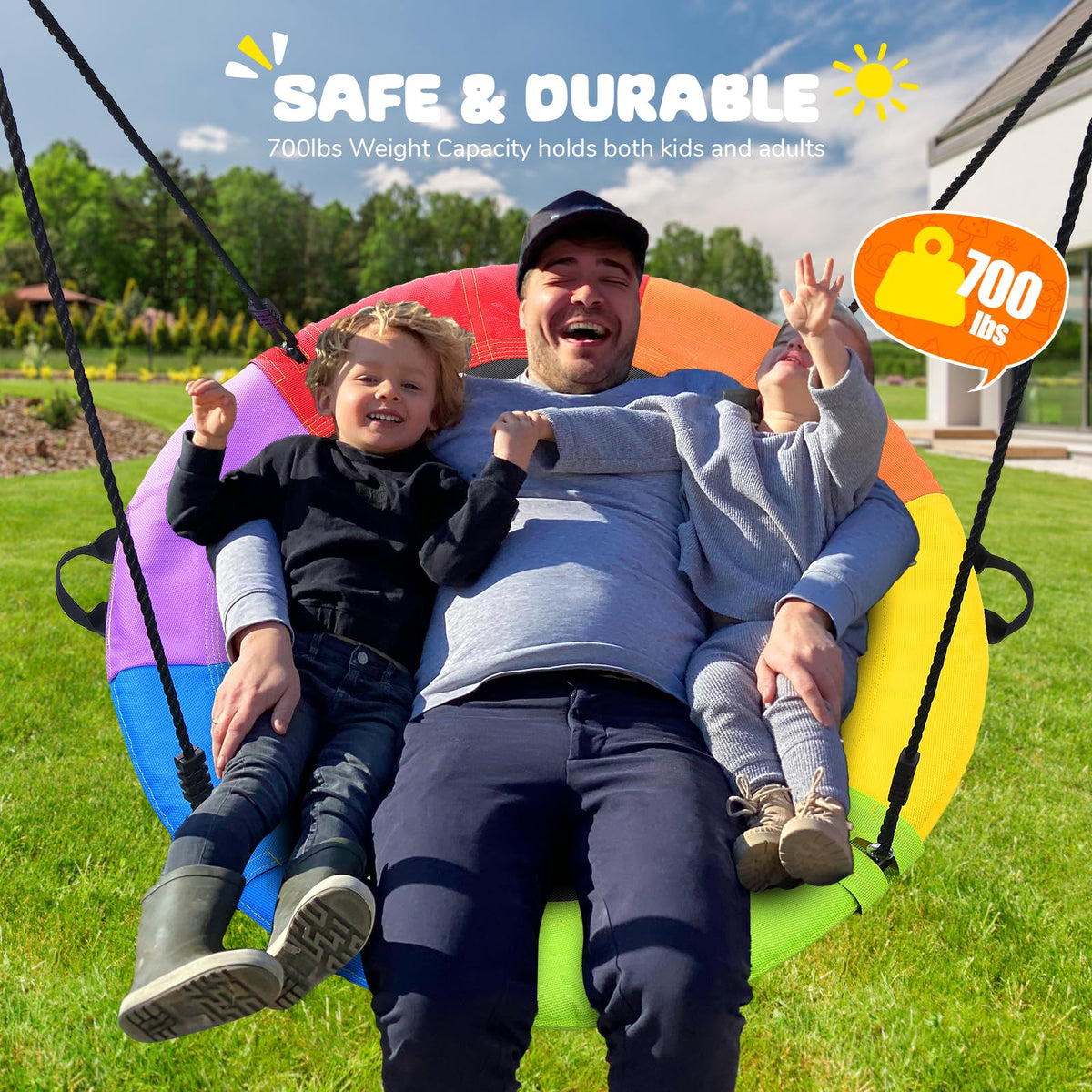 Trekassy 700lb capacity supports whole family for together fun.