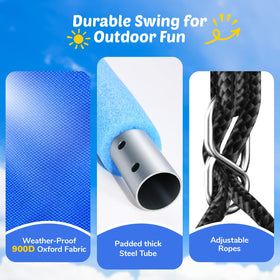 Trekassy saucer swing frame assembly shown for quick setup