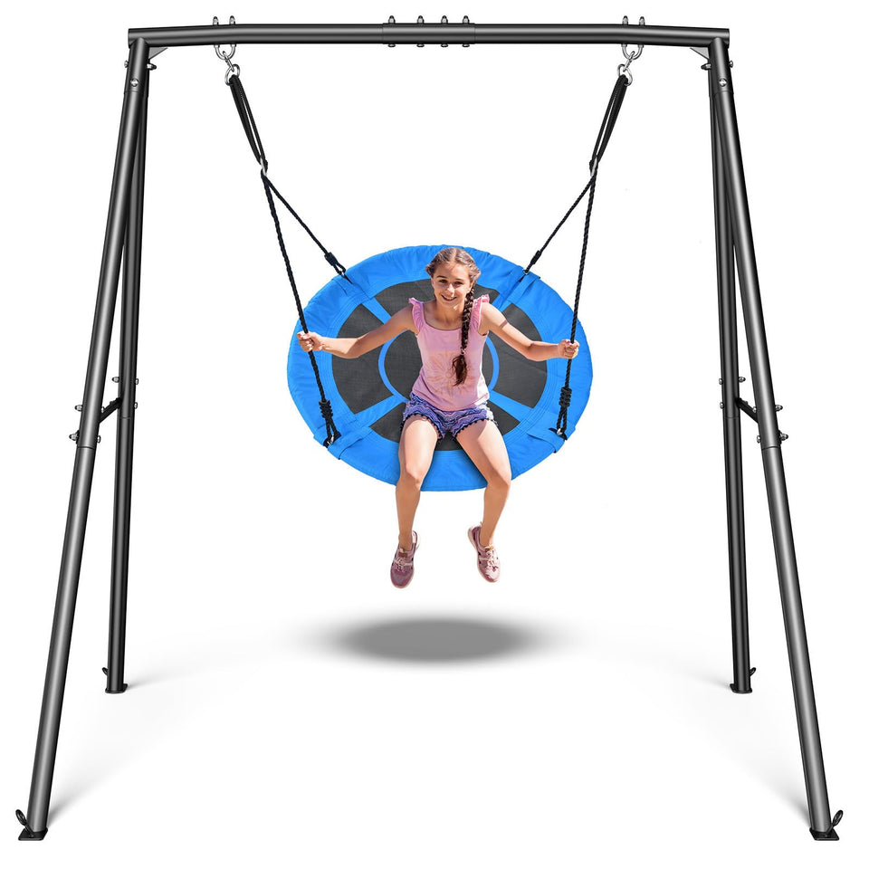 Trekassy saucer swing frame in backyard for sturdy outdoor fun
