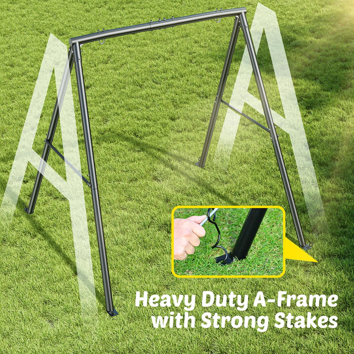 Trekassy swing-frame assembly guide showing quick, tool-friendly setup.