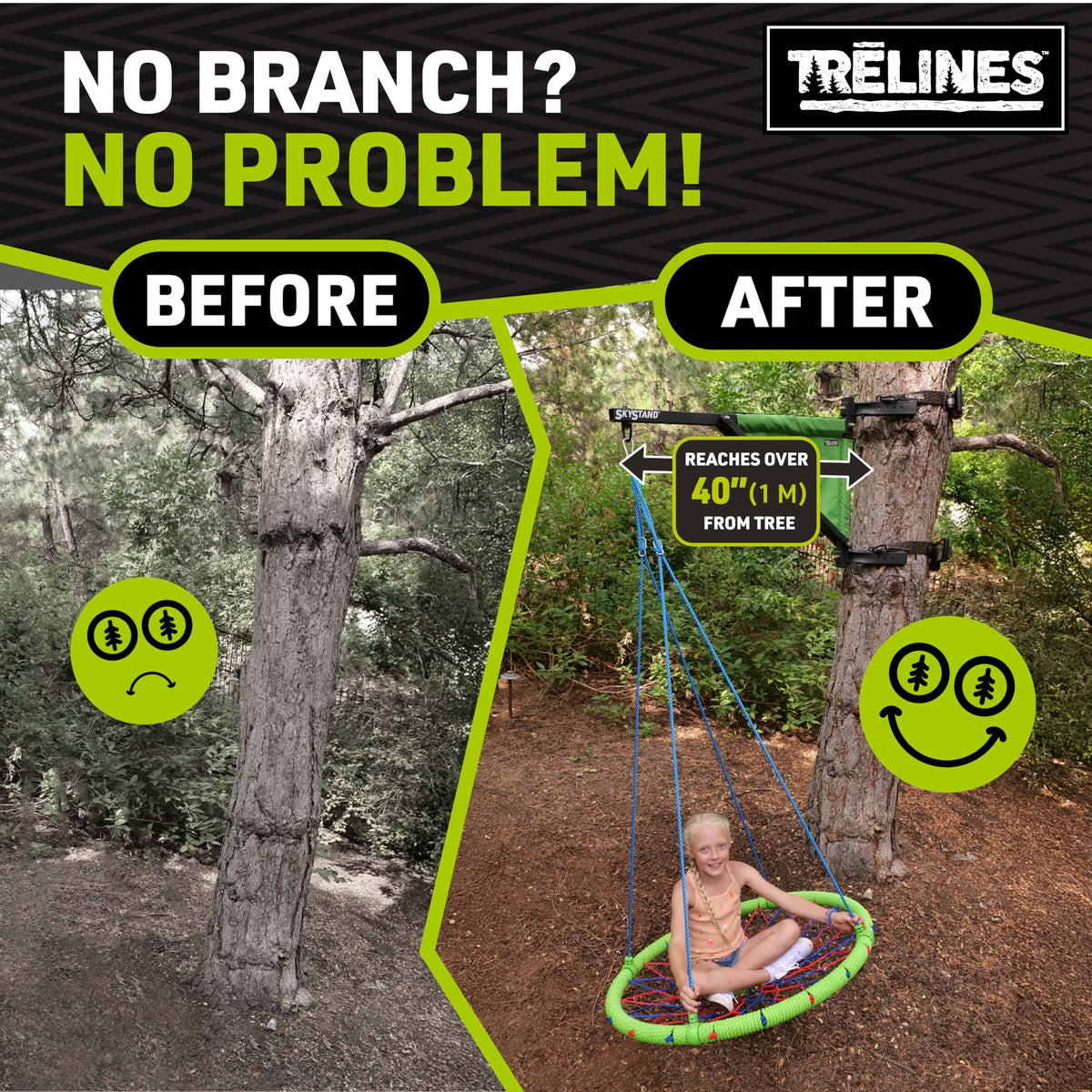 Trelines SkyStand no-branch setup enables backyard fun without tree limitations