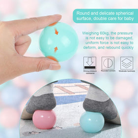 TrendBox crush-proof plastic balls highlight durable, non-toxic materials for carefree use.