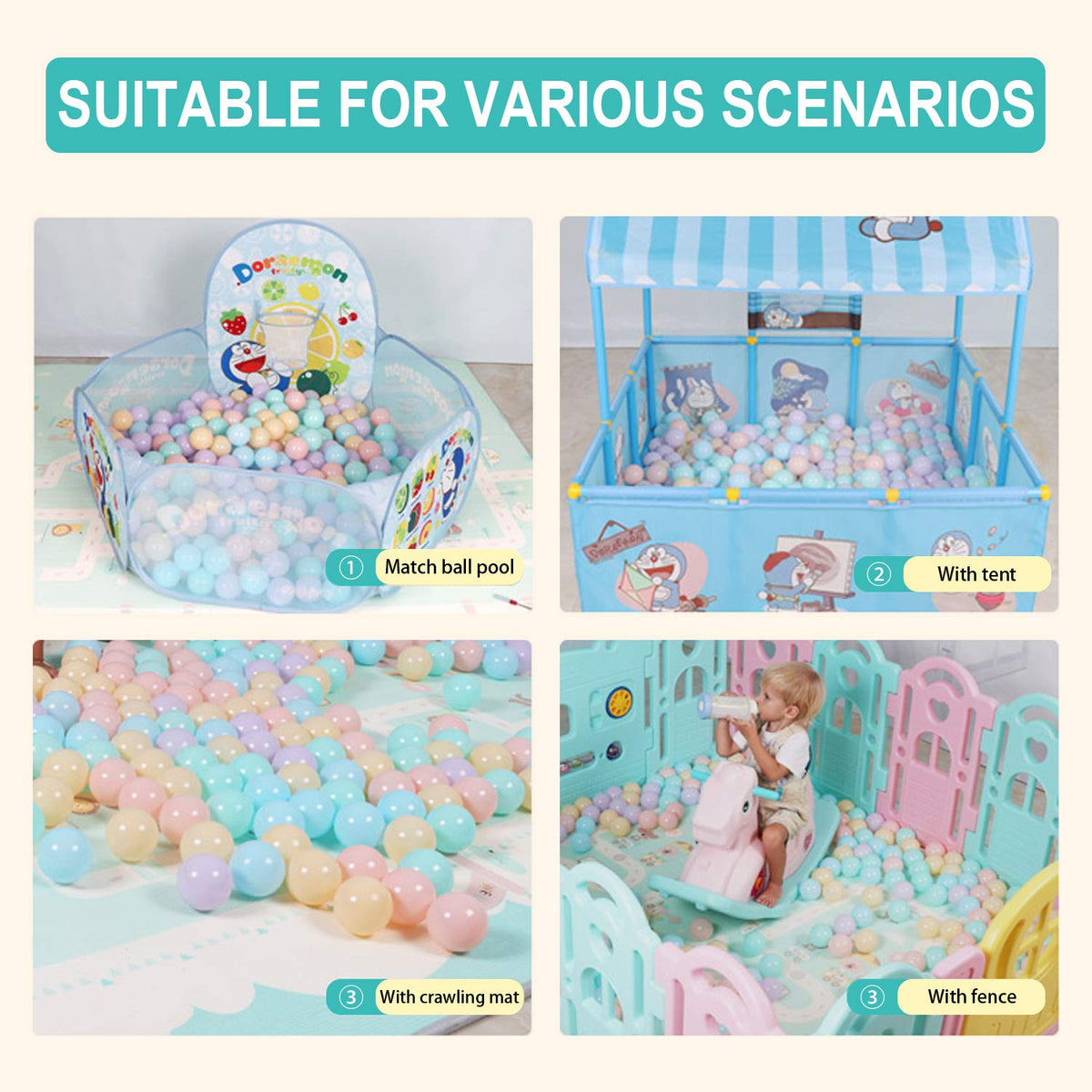 TrendBox Macaron Ocean Ball with easy-carry bag for storage and transport