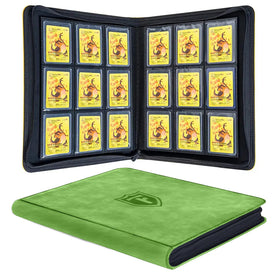Trendiphy top loader binder with denim cover highlighting 288-slot capacity for organized storage.
