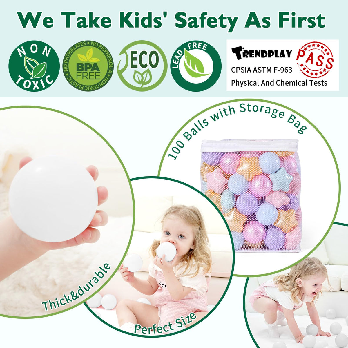 TRENDPLAY 100-piece set provides safe, durable star shapes for ball pit fun.