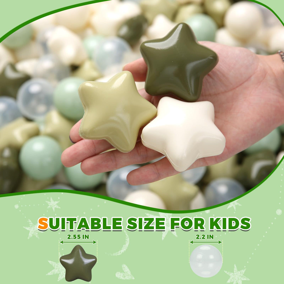 TRENDPLAY ball pit balls sized 2.2 inches for easy handling by little hands