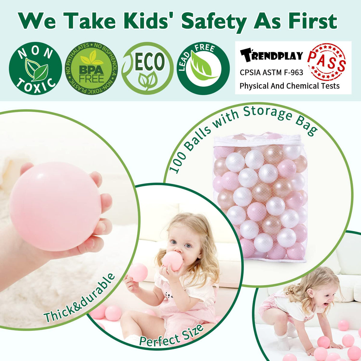 TRENDPLAY hollow plastic balls offer lightweight, safe ball-pit fun.