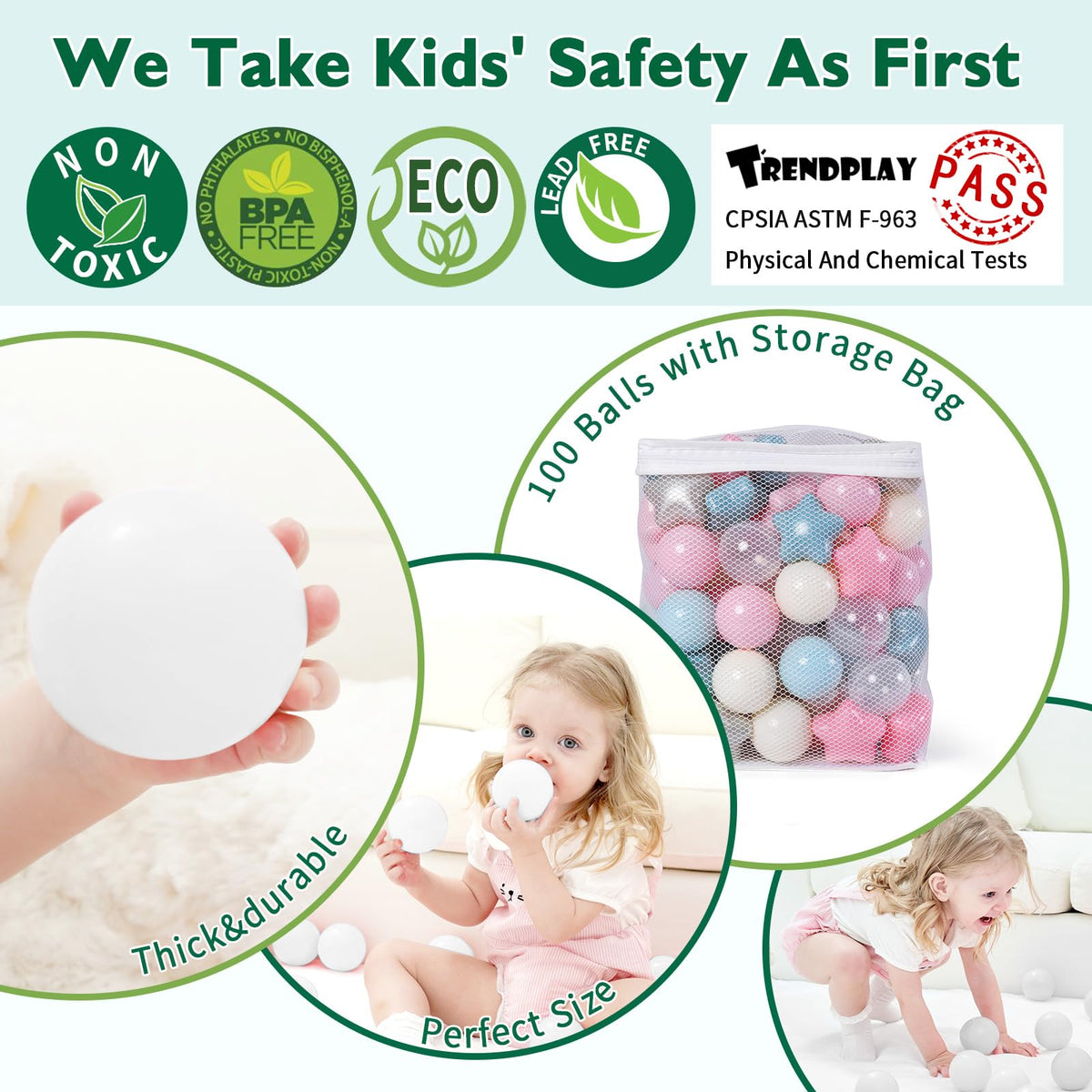 TRENDPLAY 100 star balls with storage bag for easy cleanup
