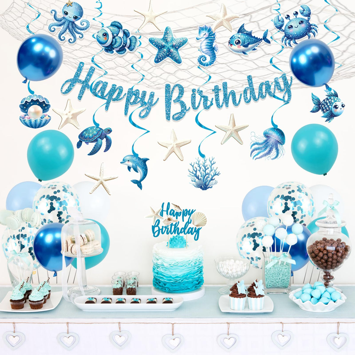 Trgowaul blue white starfish decor brightens celebration