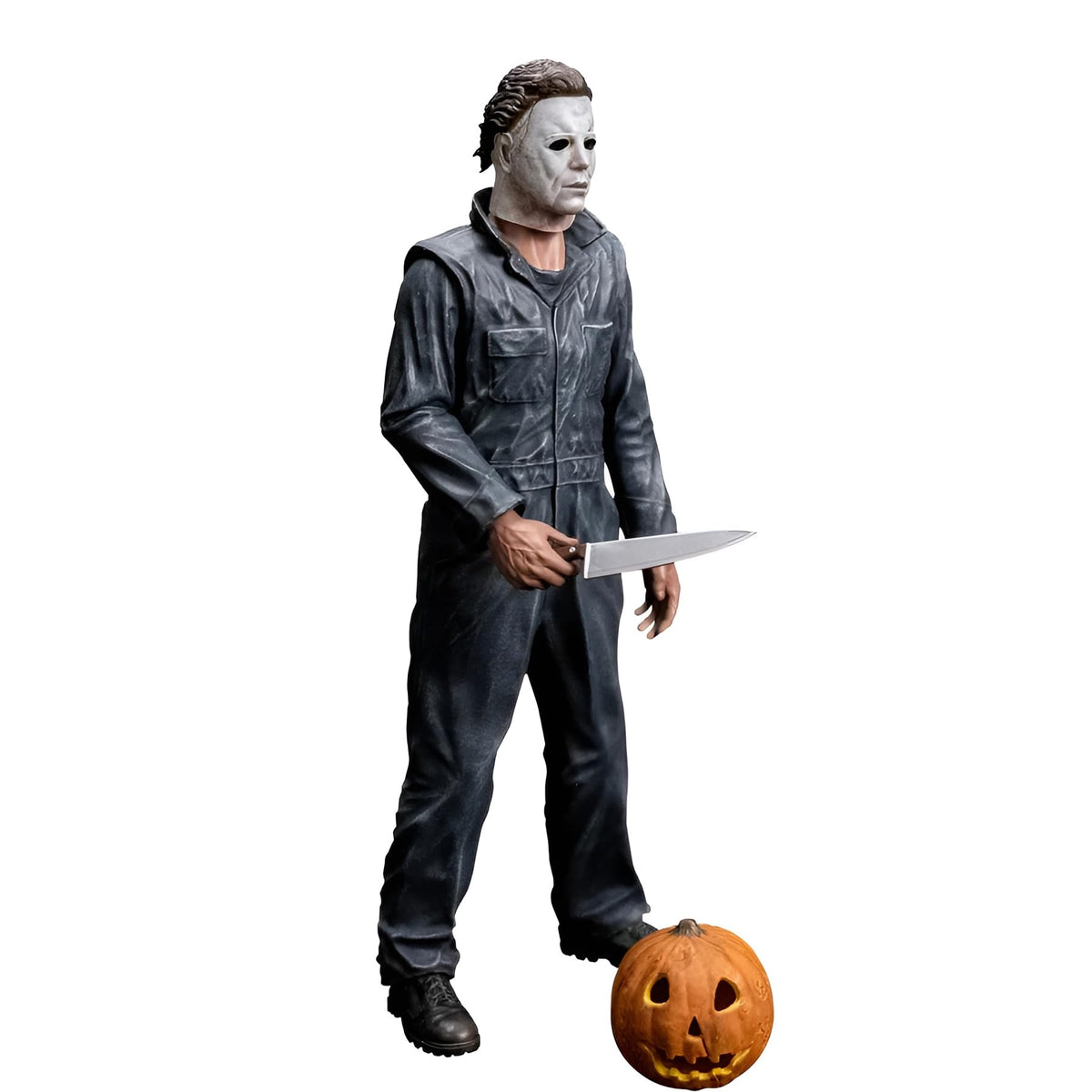 Michael Myers figure side view highlighting poseability and scale.