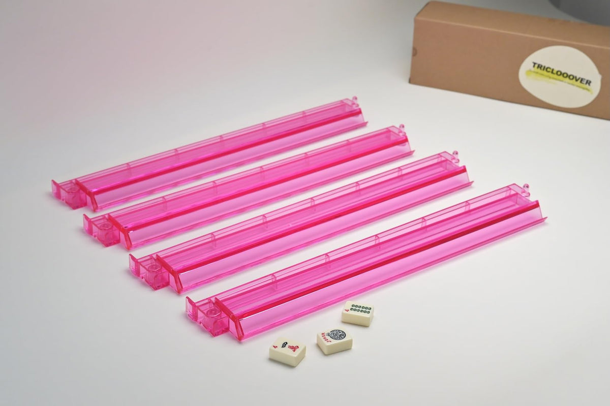 TRICLOOOVER pink mahjong rack with grooved slots securely displaying tiles