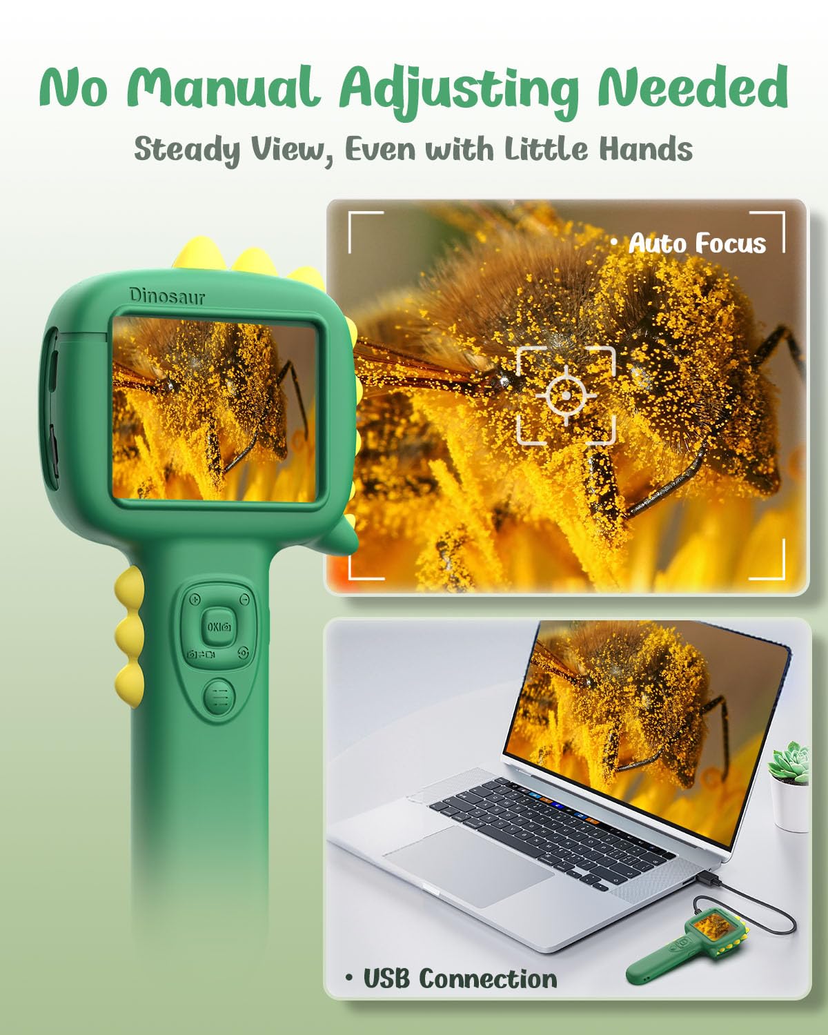 Trigowalt autofocus keeps images sharp during hands-on exploration.