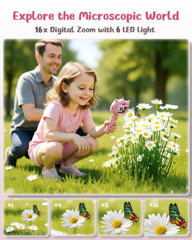 Trigowalt handheld microscope with six LEDs for clear viewing in any light