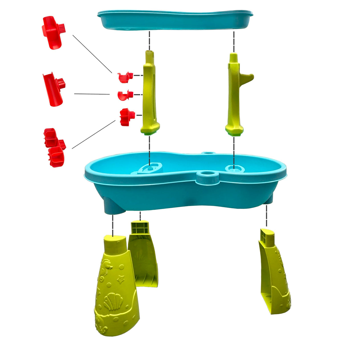 Trimate outdoor play table shown at the beach promotes active fun.