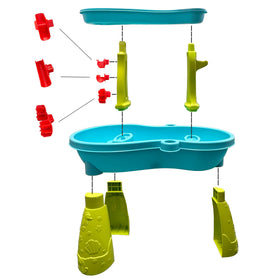 Trimate outdoor play table shown at the beach promotes active fun.
