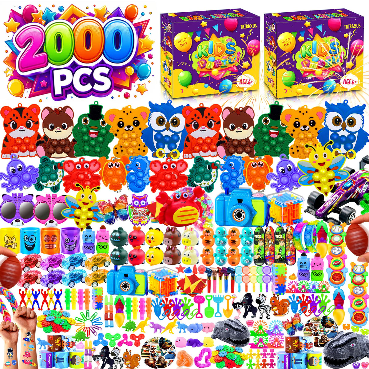 TRIRAXUS colorful fidget toy assortment for kids' party favors and classroom rewards.