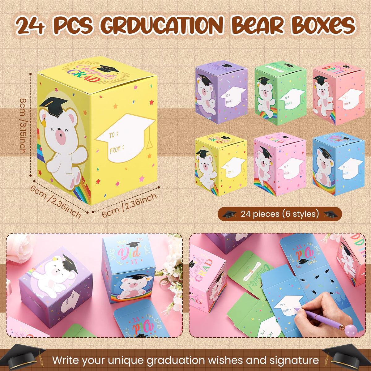 Trnayi six-style graduation boxes for elegant gift presentation