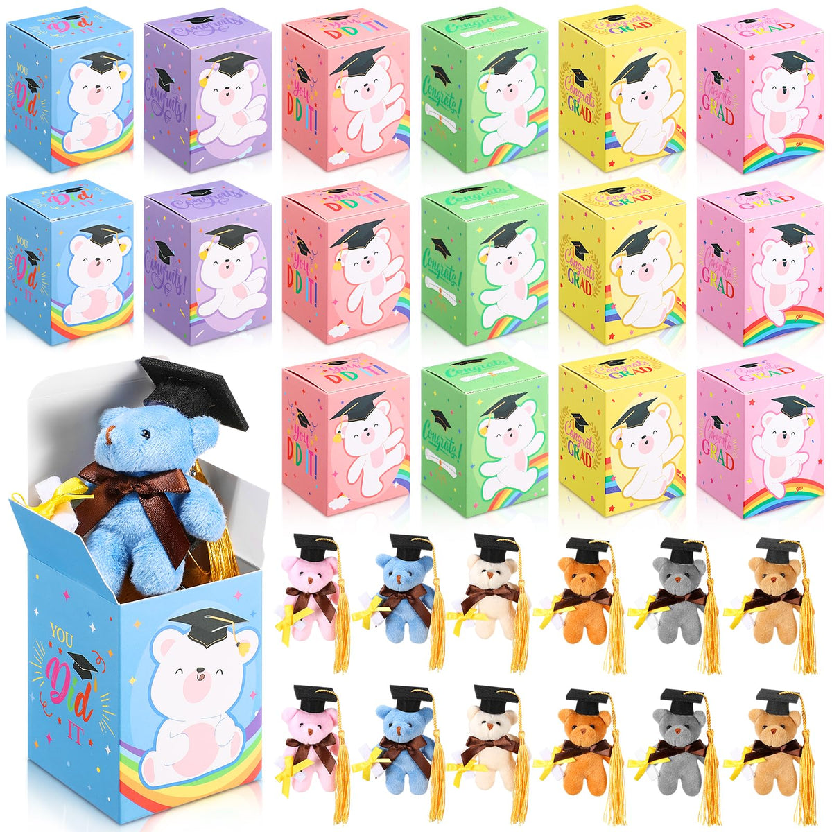 Trnayi mini graduation plush bear keychain, soft and portable keepsake