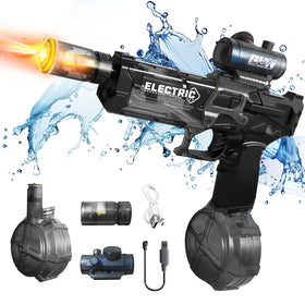 Trokiomi water gun shows muzzle flash during action for dynamic pool play