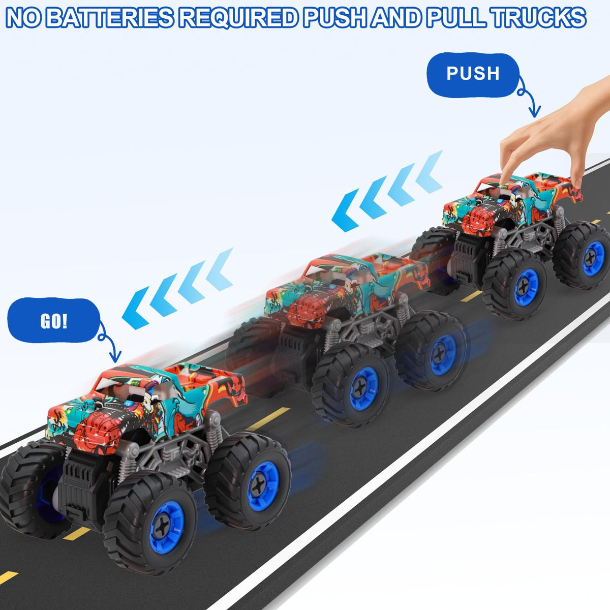 Trovogil colorful monster trucks for imaginative play