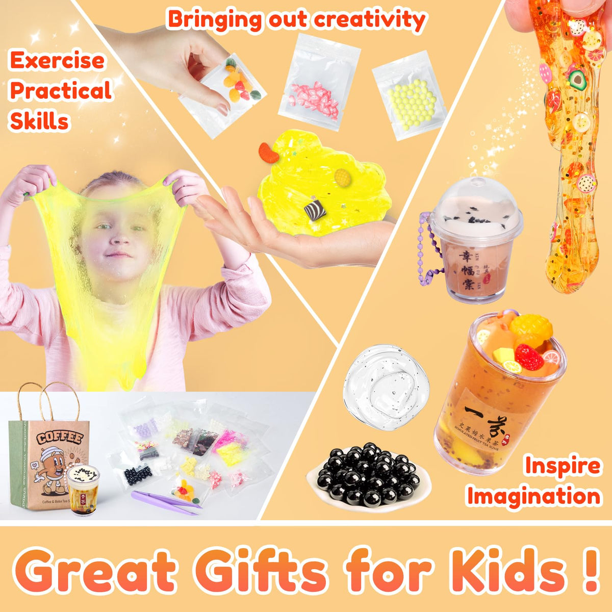 Trubic cups and decorative accessories add lifelike slime beverage details