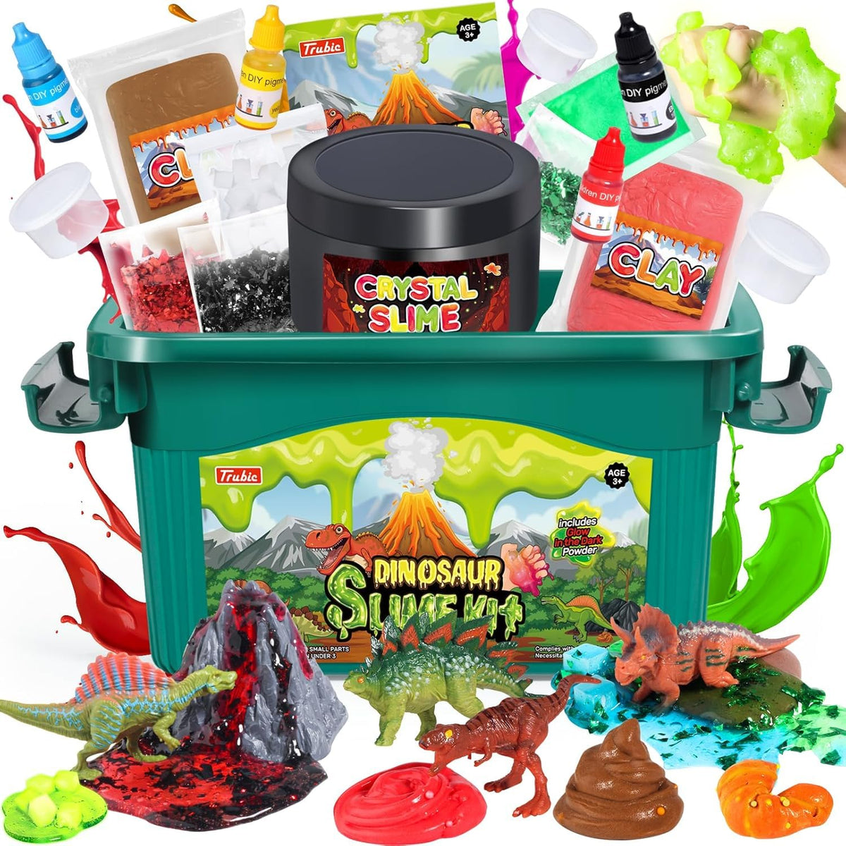Trubic Dinosaur Slime Kit crystal slime bottle for creative play and easy cleanup.
