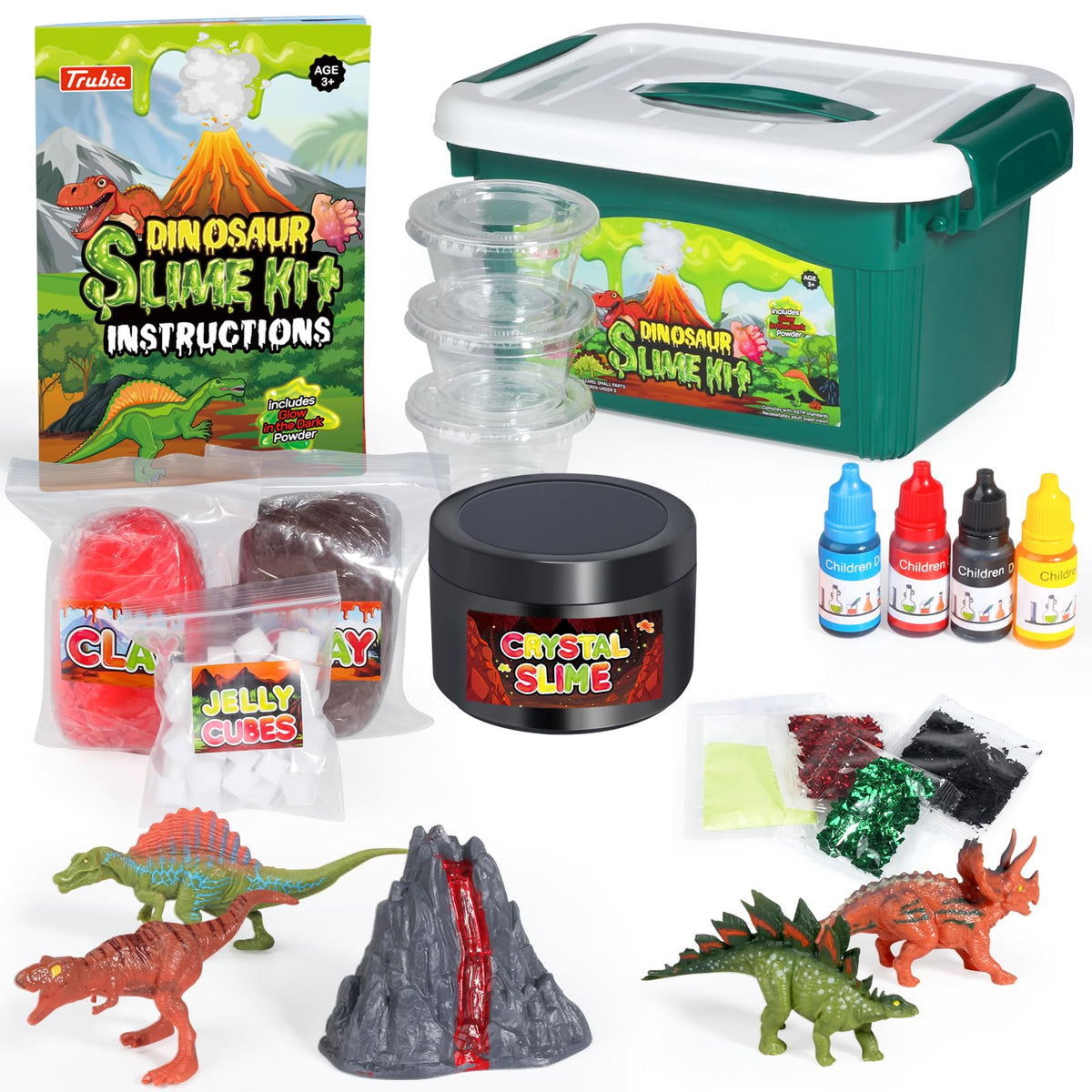 Trubic Dinosaur Slime Kit slime containers keep materials fresh and organized.