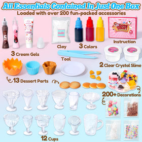 Trubic decorations and cream gel enhance sensory pretend dessert service.