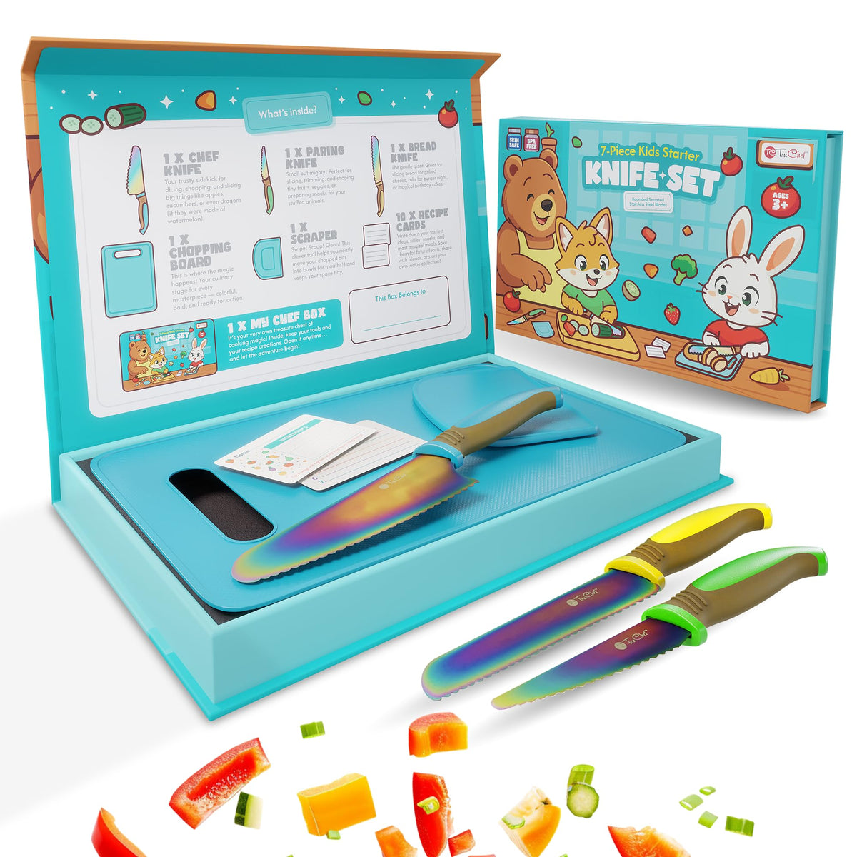 TruChef kids cooking activities displayed with 16-piece set.